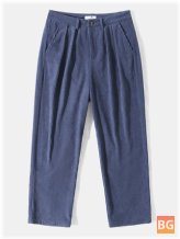 Pants for Men - Solid Elastic Waist Ankle Length