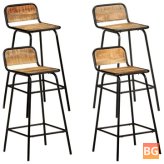 4-Piece Solid Mango Wood Bar Chairs