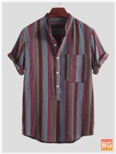 Short Sleeve Loose Cotton Shirt - Mens
