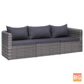 Gray Poly Rattan Garden Sofa Set