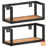 Wooden Wall Shelf with 2 Pcs of Storage