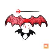 3PCS Halloween Costume Wings + Hair Band + Fork Toys
