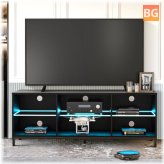 LED TV Stand - Home Side Table Storage Cabinet - P2MDF Glass Steel Frame