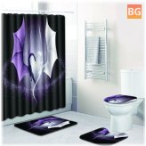 Shower Curtain Bath Pad Pedestal Rug Lid Toilet Cover Pattern Dragon