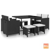 9 Piece Outdoor Dining Set - Poly Rattan Cushions