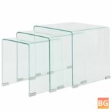 3-Piece Table Set with Glass Top and Tempered Glass