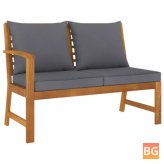Garden Bench with Cushion and Solid Wood