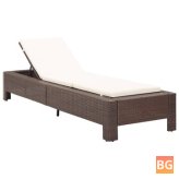 Sunbed with Cushion - Brown Poly Rattan