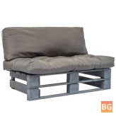 Gray Pallet Wood Garden Bench with Cushions
