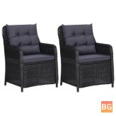 Two Garden Chairs with Cushions - Poly Rattan