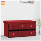 Storage Bench for Wine Red Artificial Linen - 76x38x38 cm