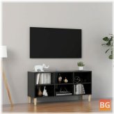 TV Cabinet with Wood Legs and Gloss Black Glasses
