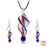 Pendant Earrings with Crystal Glass
