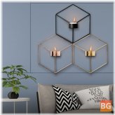 Iron Candlestick Holder with 3D Geometric Design