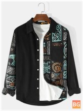 Ethnic Print Men's Button-Up Shirt