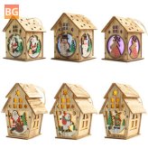 Christmas Wooden Christmas Lighted Christmas Tree Creative Assembly Small House Decoration luminous Colored Cabin