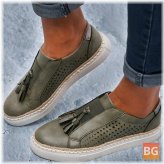 Women's Hand Weave Comfortable Hollow Out Fringe Loafers