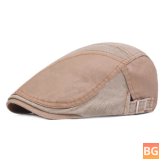 Washed Cotton Patchwork Beret Caps - Outdoor Sport Adjustable Visor Forward Hats