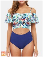 Print Bikini Swimsuit with Ruffles