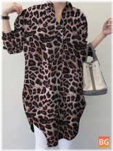 Leopard Print Casual Shirt with Side Slit