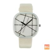 Watch with Leather Strap - Fashion Unisex