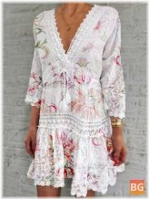 Mini Dress For Women - Flower Print
