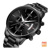 Watch with a 3ATM Waterproof and Luminous Display - Stainless Steel Strap