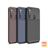 For Xiaomi Redmi Note 8 2021 Hard Back Cover with Carbon Fiber Shockproof Silicone