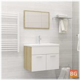 White and Sonoma Oak Chipboard Bathroom Furniture Set