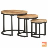 Wooden Table with 3 Pieces - Mango