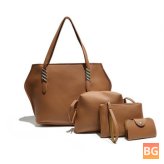 Faux Leather Shoulder Bag with a Solid Leather Design