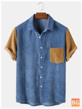 Patchwork Turn Down Collar Shirts for Men