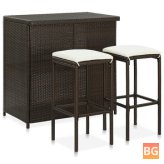 Bar Set with Rattan and Brown Fabric