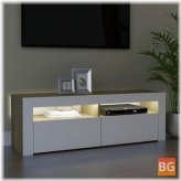 TV Cabinet with LED Lights - White and Sonsoma Oak 47.2