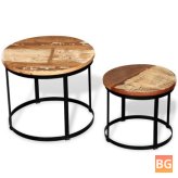 Solid Wood Round Coffee Table Set - 19.7