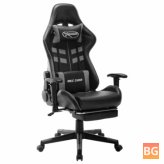 Adjustable Gaming Chair with Footrest in Black/Grey PU Leather