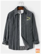 Button-Down Shirt with Solid Color Labels