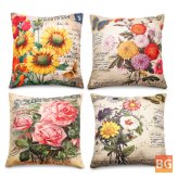 Floral Linen Pillow Cover for Home Decor