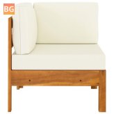 Sofas with Cream White Cushions and Solid Acacia Wood
