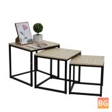 Modern Square Coffee Table - Wooden Top - Nesting Side Tables - Home Bedroom Living Room