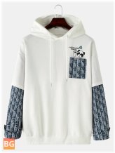 Two-Panda Hooded Sweatshirt with Men's Patchwork Design