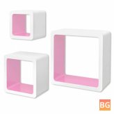 White-Pink Floating Wall Shelf for Book/DVD Storage