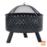 U-Style Fire Pit with BBQ Grill and Spark Screen