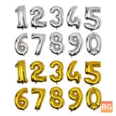 Gold Silver Balloon with Number Foil