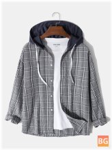 Mens casual shirt with a contrast color hood