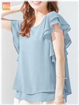 Casual Blouse With Ruffle