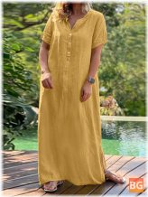 Casual Dress With A High Neckline And Short Sleeves