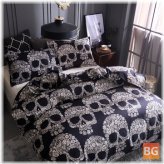 Black & White Skull Printed Quilt Cover Pillowcase