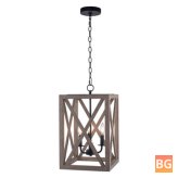 3-Light Chandelier with Wood Base without Bulbs