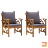 2-Piece Set of Garden Chairs with Cushions
